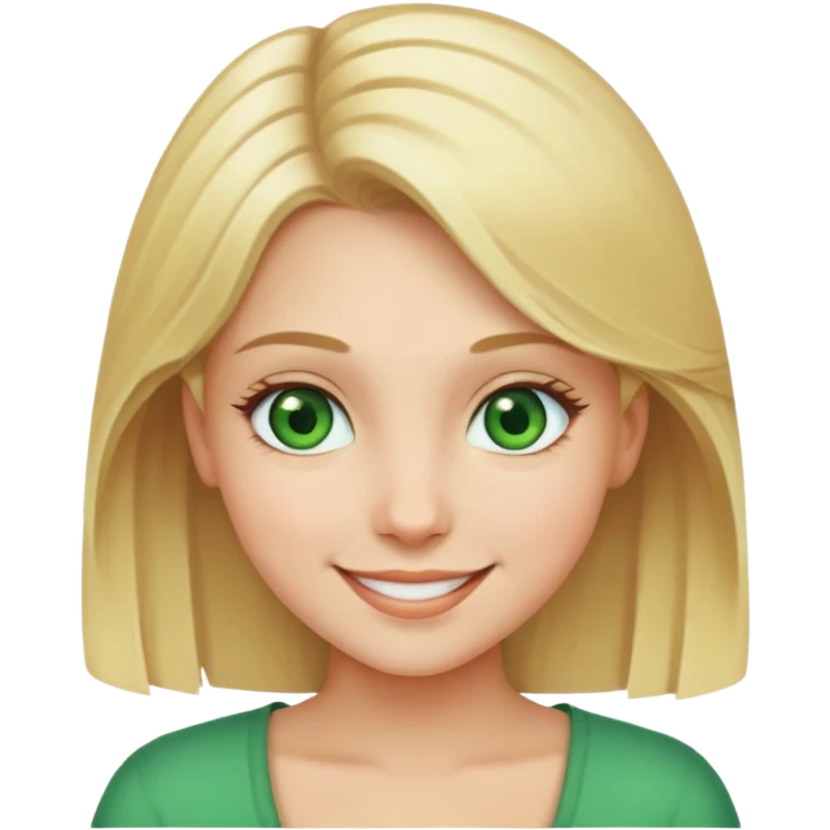 smiling girl with blonde hair with green eyes emoji