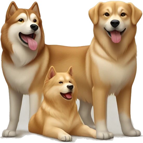 Red Alaskan malamute with gold Labrador playing emoji