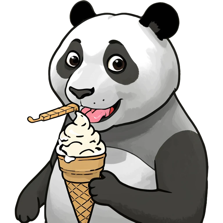 Panda eating ice cream emoji