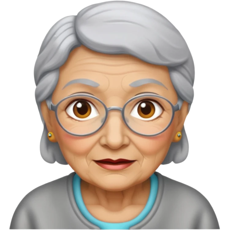 gray metal painted grandma face included emoji