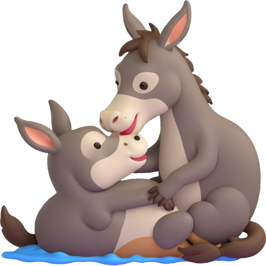 a donkey kissing an otter emoji