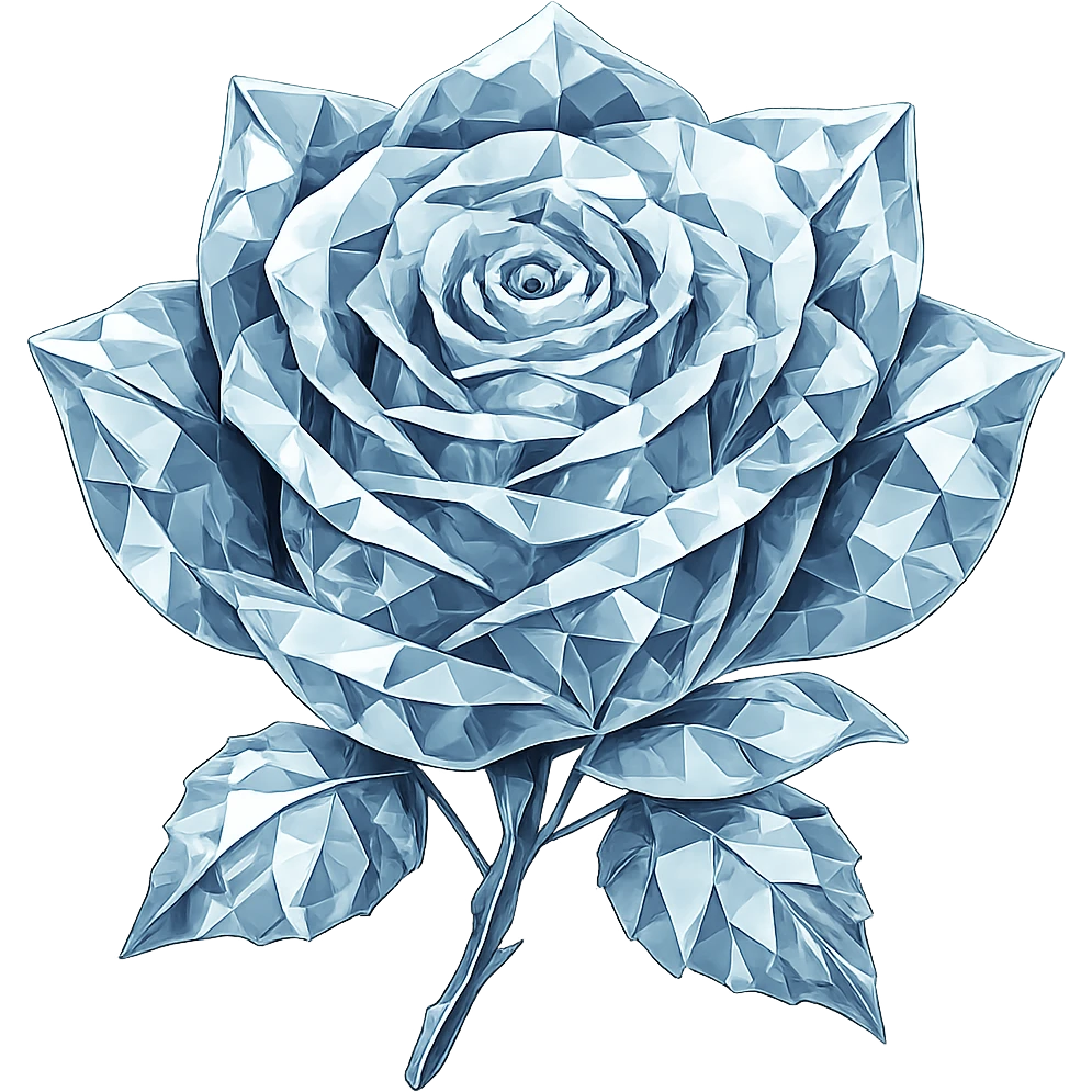 Transform the ice rose emoji into a diamond-like appearance while preserving the emoji style. Remove the background to isolate the subject. emoji