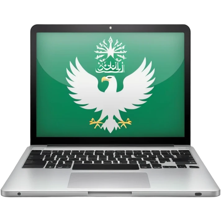 computer laptop with Saudi Arabia national emblem on screen emoji