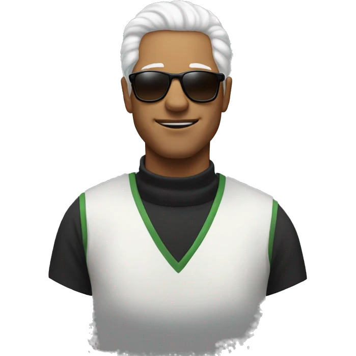 Man with turtle neck shirt white hair and sunglasses on emoji