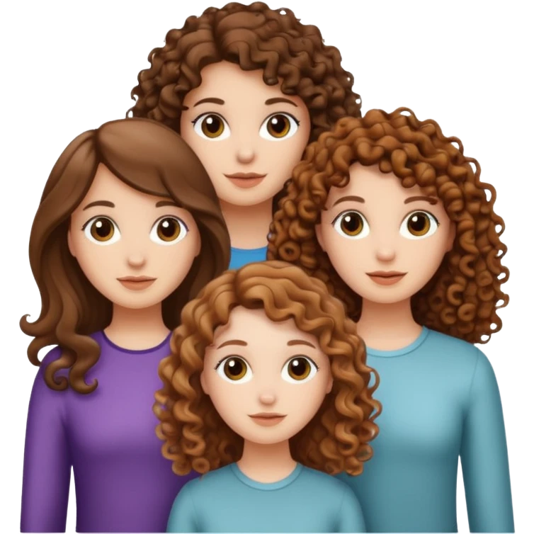 Three white girls, all of off this with brown hair but one whit straight one whit curly and one whit very curly emoji