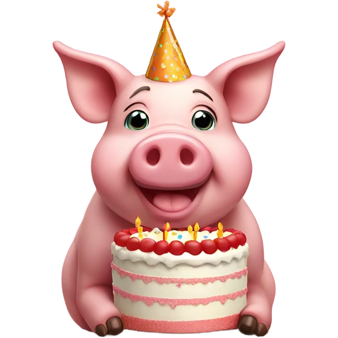 pig with birthday cake  emoji