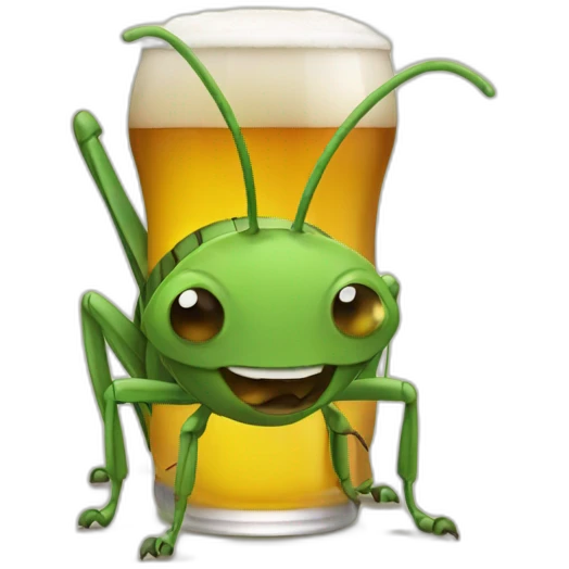 a cricket with a beer emoji