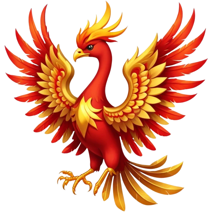 Red and gold rising phoenix, rebellion symbol from Morning Star emoji