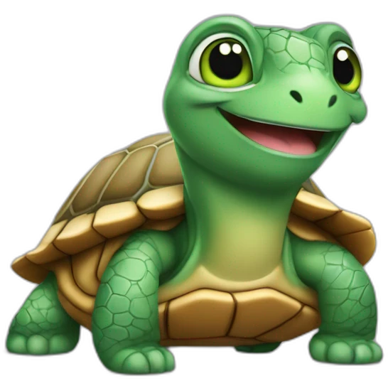 Un chat sur une tortue emoji