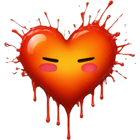 bleeding red heart glowing red-orange with splatter emoji