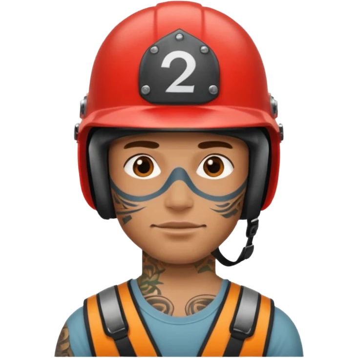 tattooed man in helmets emoji