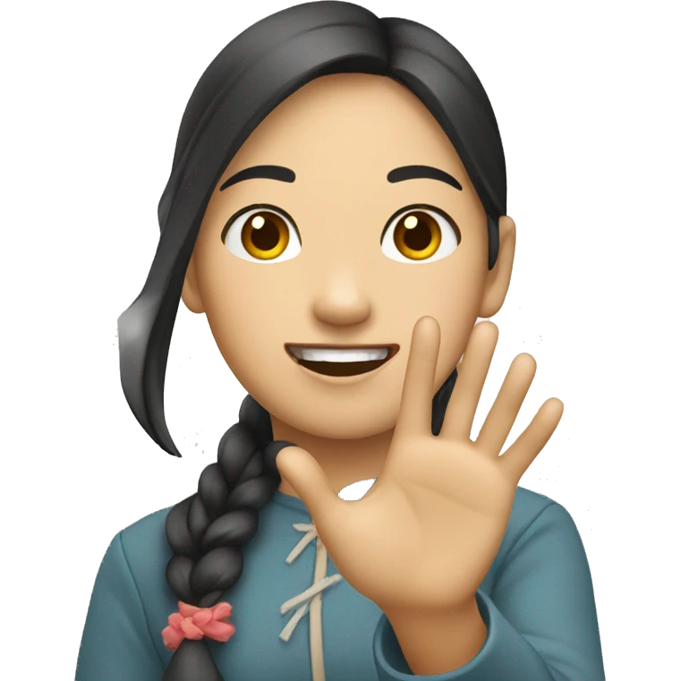  A asian girl wave hand emoji