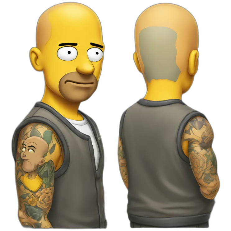 Tattooed bald man the Simpsons emoji