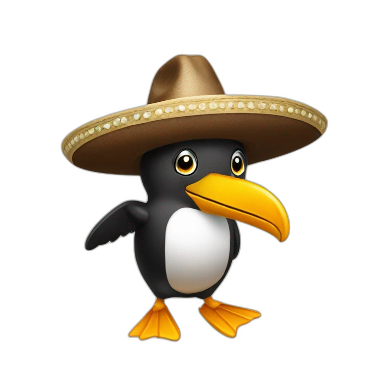 Pingouin with sombrero in a bar  emoji