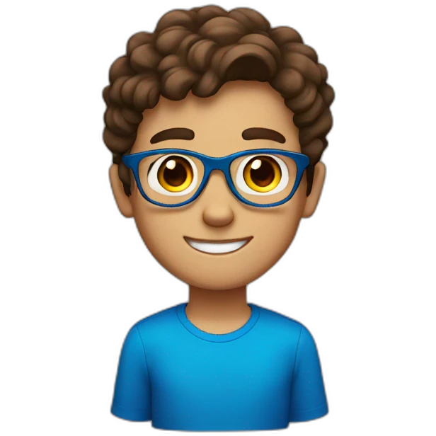 Brown haired boy with blue glasses emoji