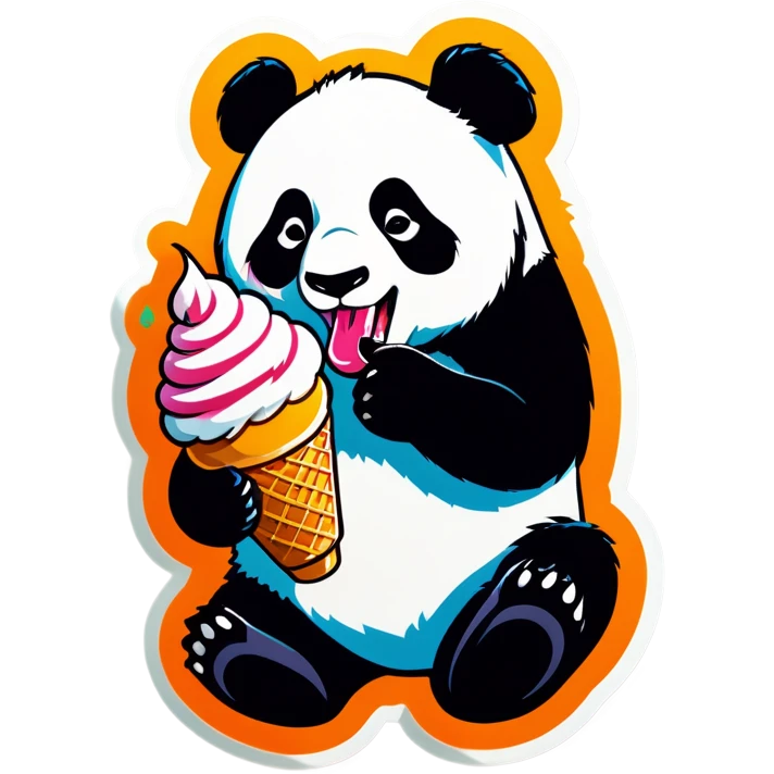 Panda eating ice cream emoji