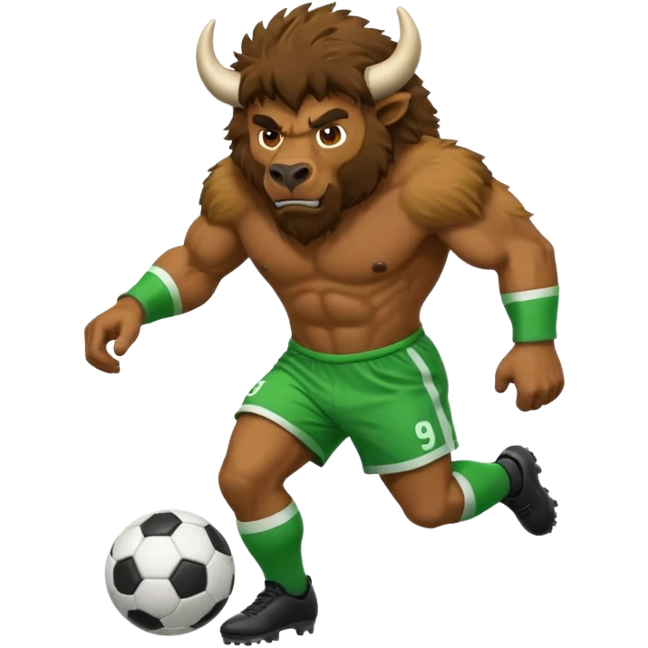 Green bison playing soccer emoji