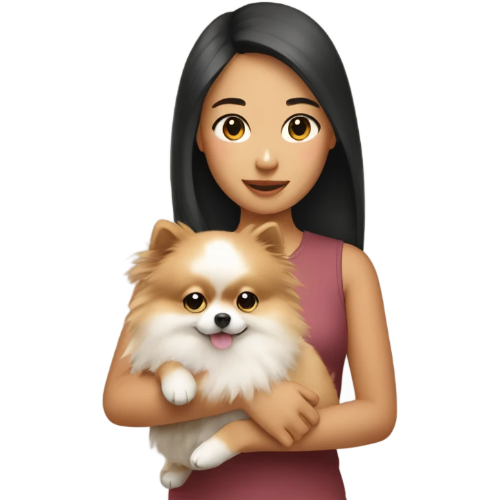 Asian girl holding pomeranian emoji