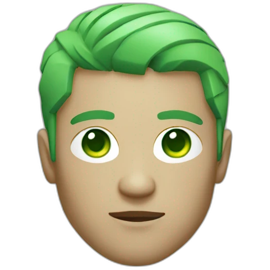 Cyberpunk White men with green gradient and short hair no glasses  emoji