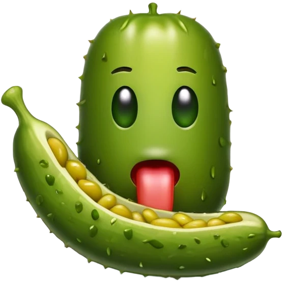 Drooling emoji licking pickle emoji