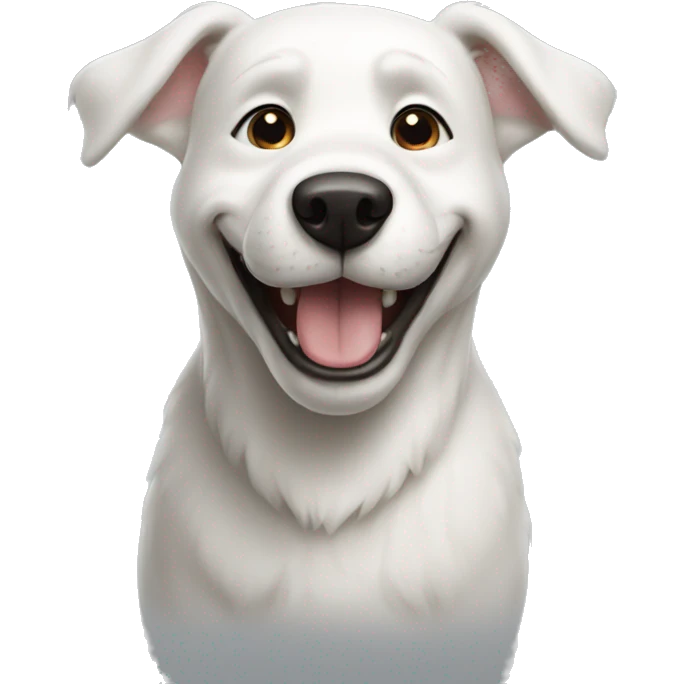 big white dog smiling emoji