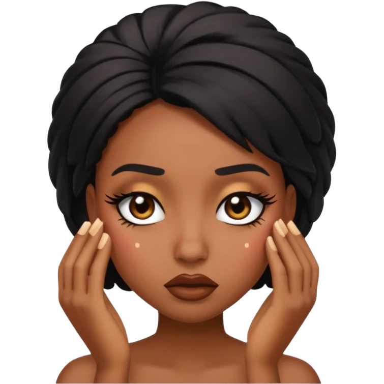 black baddie with long lashes facepalming, expressive, stylish, confident, emoji style emoji