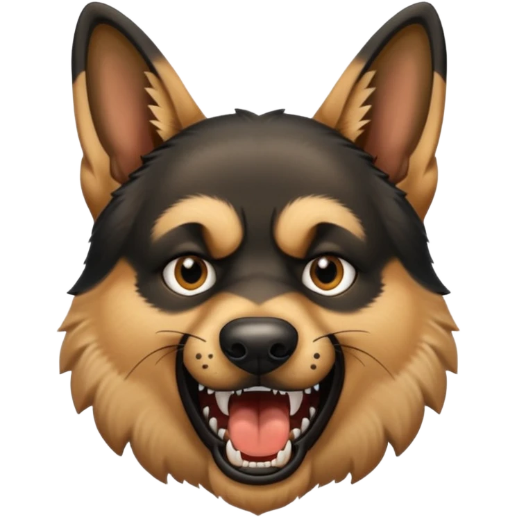 Angry German shepherd head with open mouth emoji