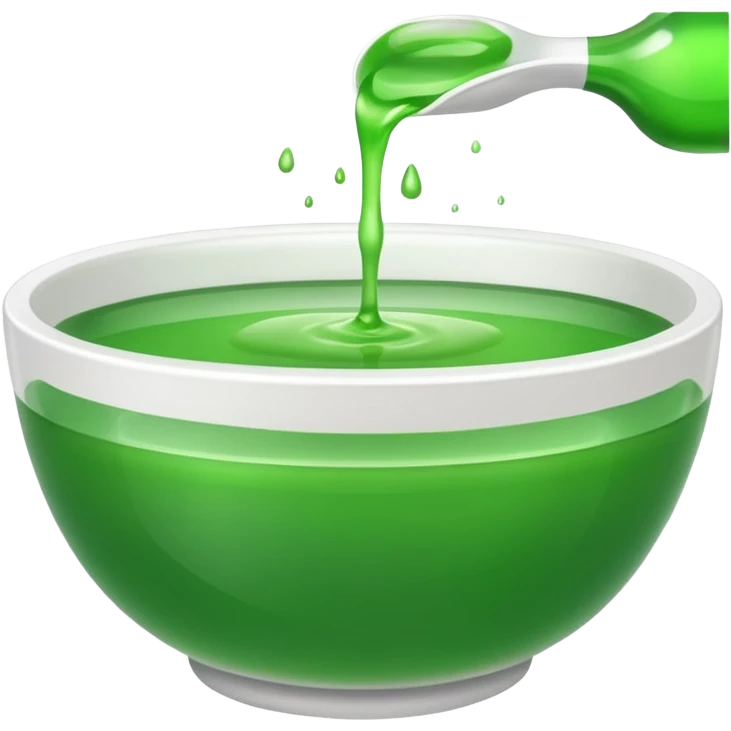 white bowl of green liquid, matte, simple, clear emoji