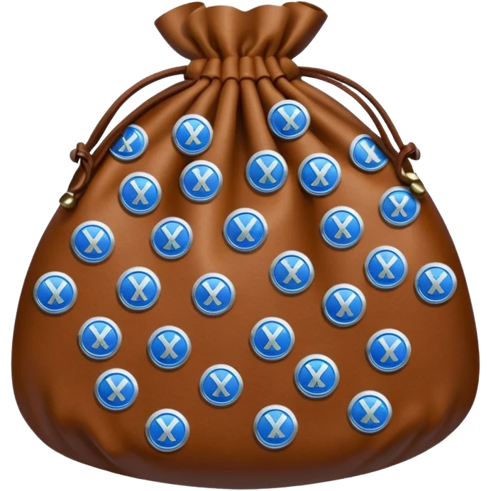 brown money bag of blue coins emoji