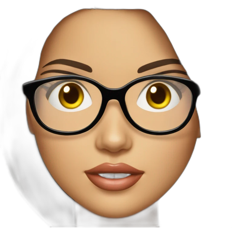 adriana lima, con cabello largo a la cintura y liso, con lentes claros emoji