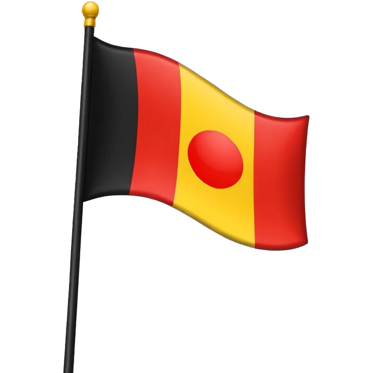 a flag with black on the top and red on the bottom with a yellow circle in the middle  emoji