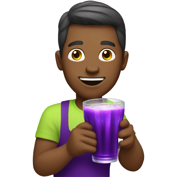 Guy drinking purple drink emoji