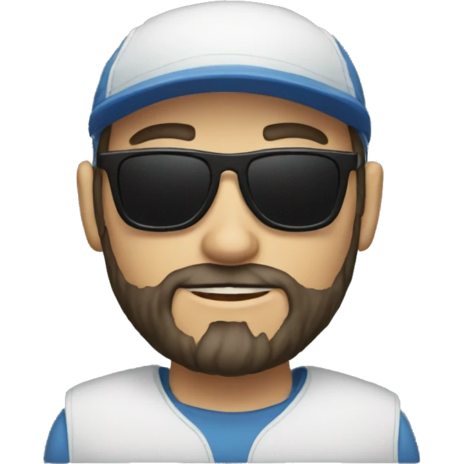 white man with short dark beard, cap and sunglasses emoji