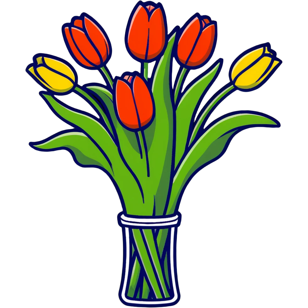 beautiful bouquet of colorful tulips emoji