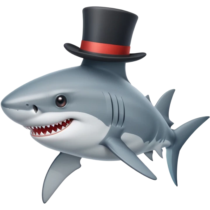 Shark with a top hat emoji