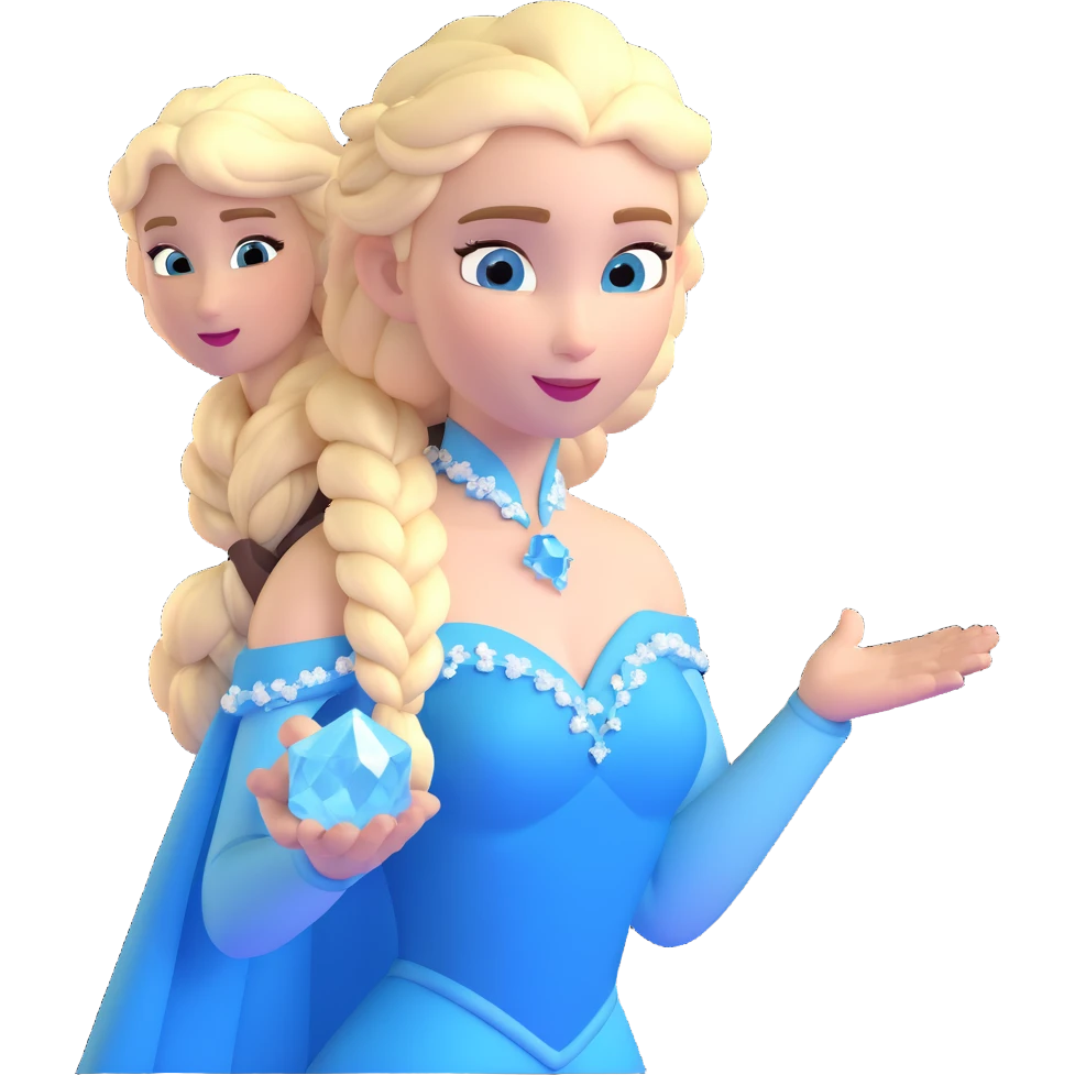 Queen Elsa ice powers with blonde braid, upper body from Frozen emoji