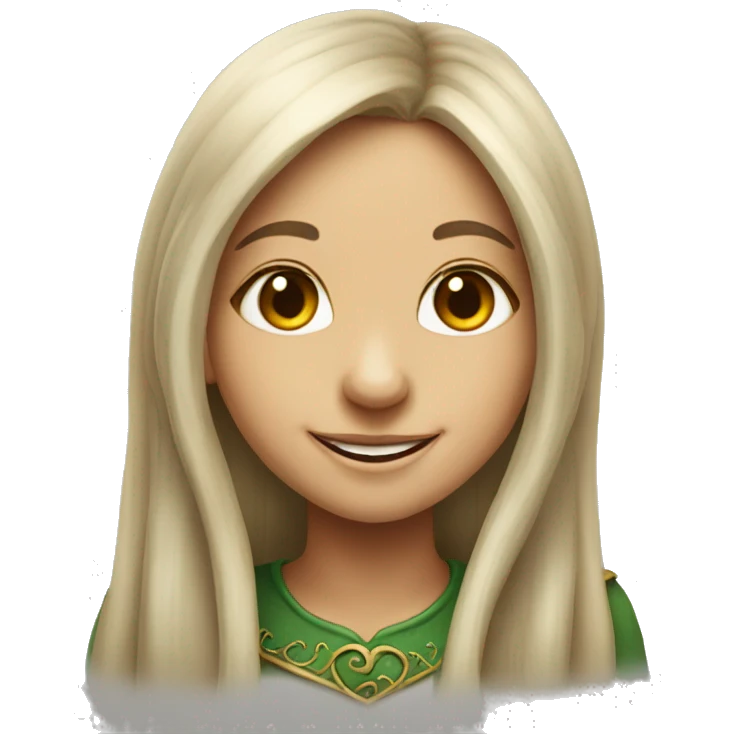 smiling portrait of long-haired girl elf emoji