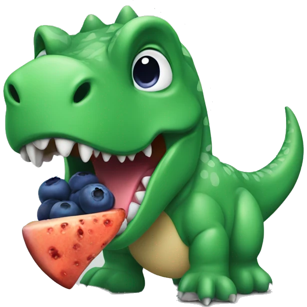 Dinosaur eating a blueberry  emoji