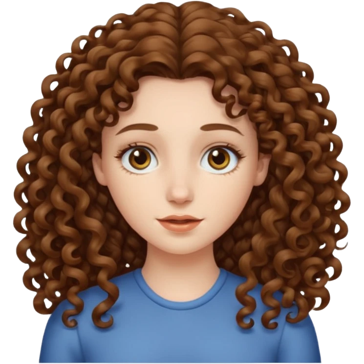 pale woman with ne meter long brown curly hair, middle part emoji