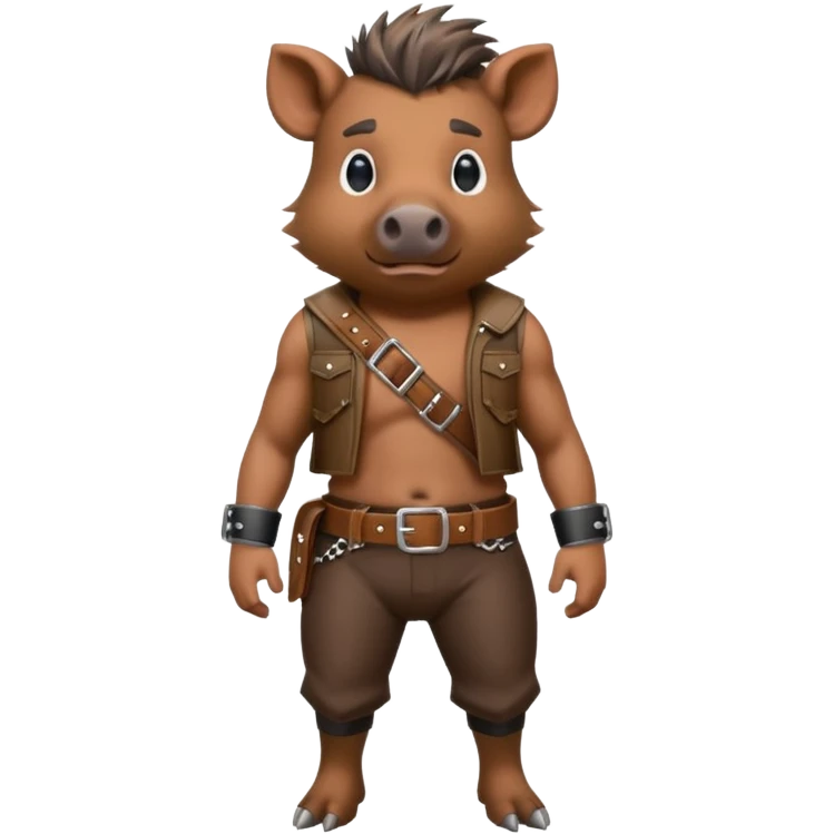 wild boar, punk hair, full body, standing, belt emoji