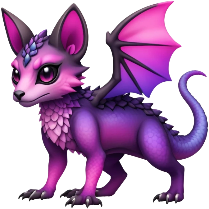 Cool Edgy Black-pink-purple-gradient badass Fionbri-Vernid-Trico-animal-creature full bodyd emoji