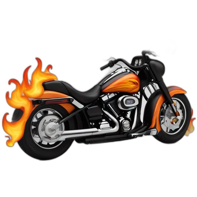 harley davidsod with flames out the back emoji