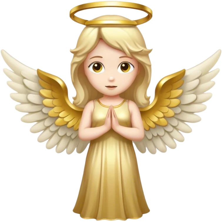 White angel with gold dress and halo emoji