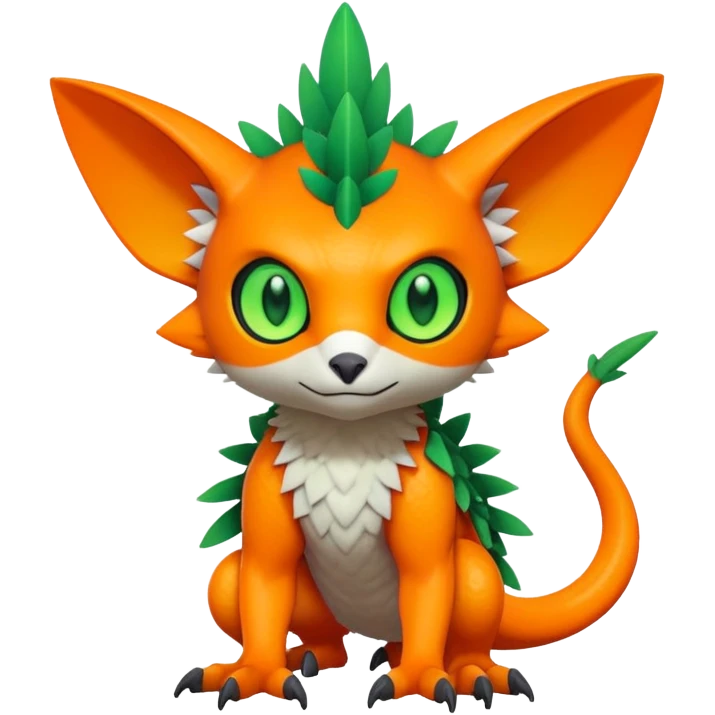 Tropical lush warm-colored modern colorful neon-colored Fakémon-Digimon-Trico-creature emoji