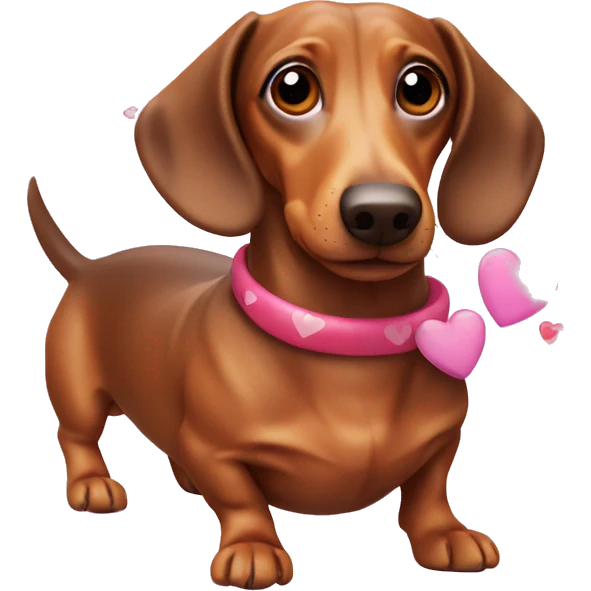 Weiner dog with hearts floating around head emoji