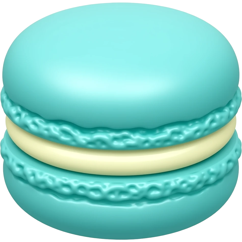macarron dulce, en color azul turqueza, de frete o de la parte de arriba emoji