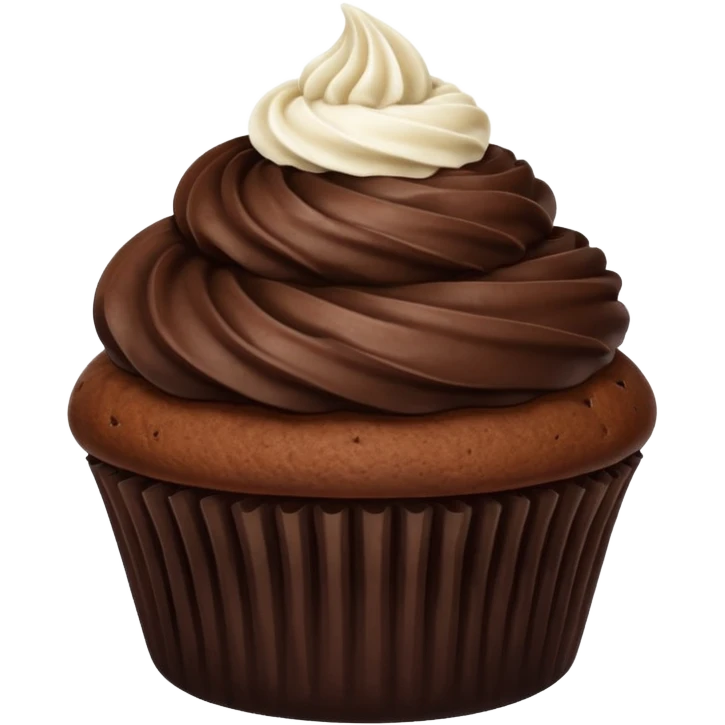 dark brown cupcake on white cream with no any deco emoji