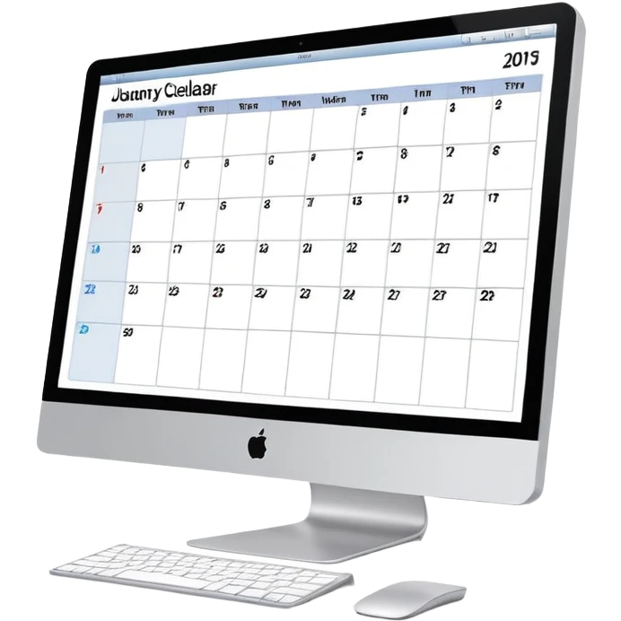 front-facing iMac showing a single day calendar with time slots listed vertically and several booked client slots emoji