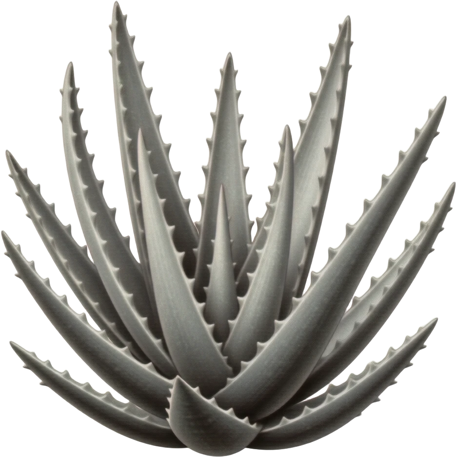 aloe barbadensis miller fein gezeichnet, schwarz-weiz mit bleistift emoji