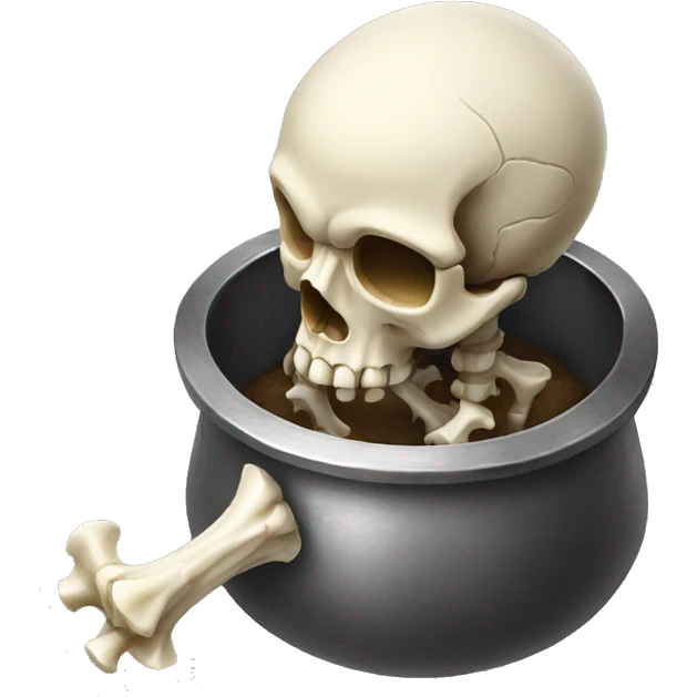 bone into metal pot without skull emoji
